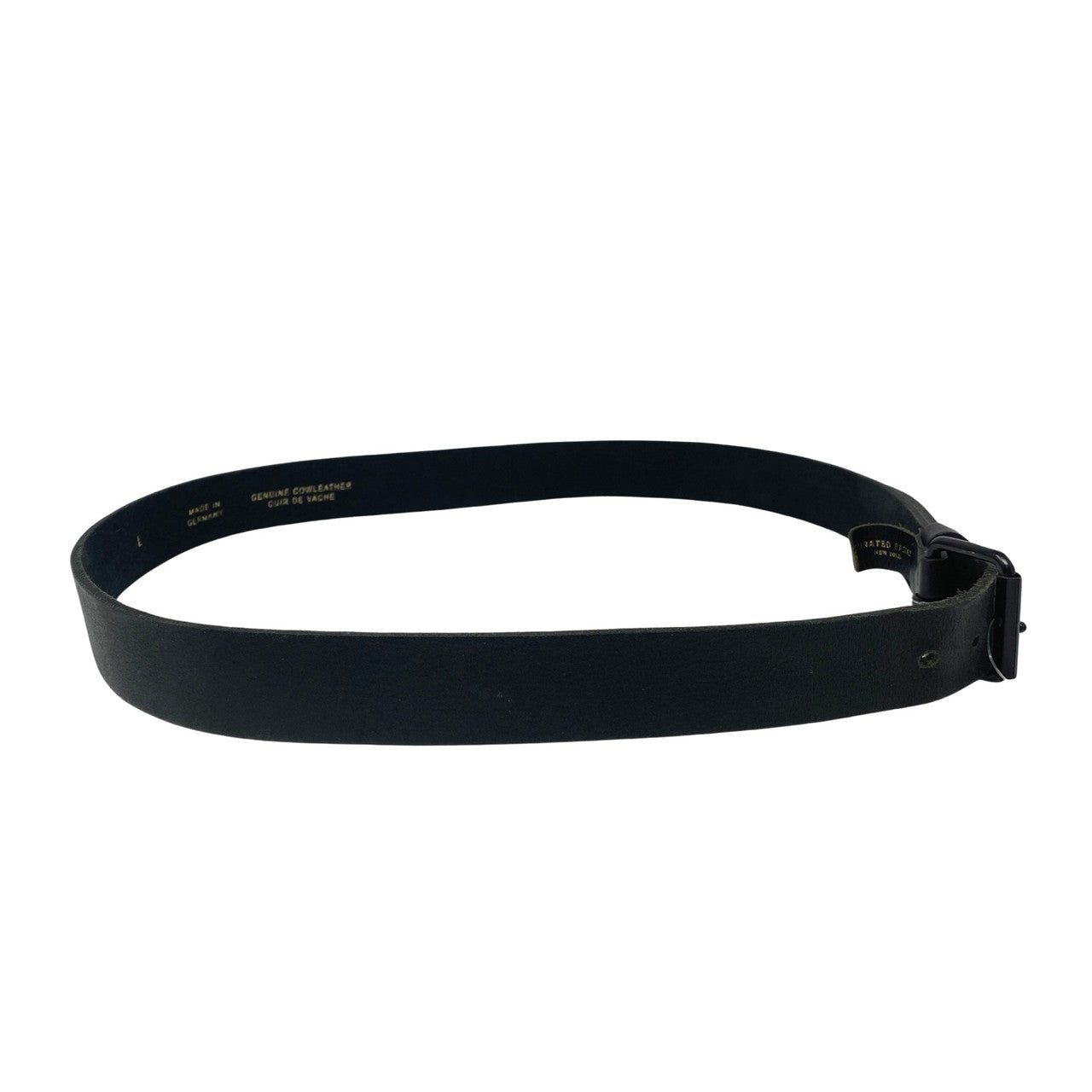 Curated Basics Genuine Cow Leather All Black Belt-Side