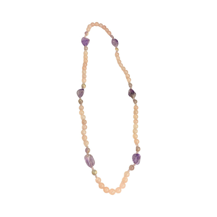 Rose Quartz And Amethyst Bead Necklace