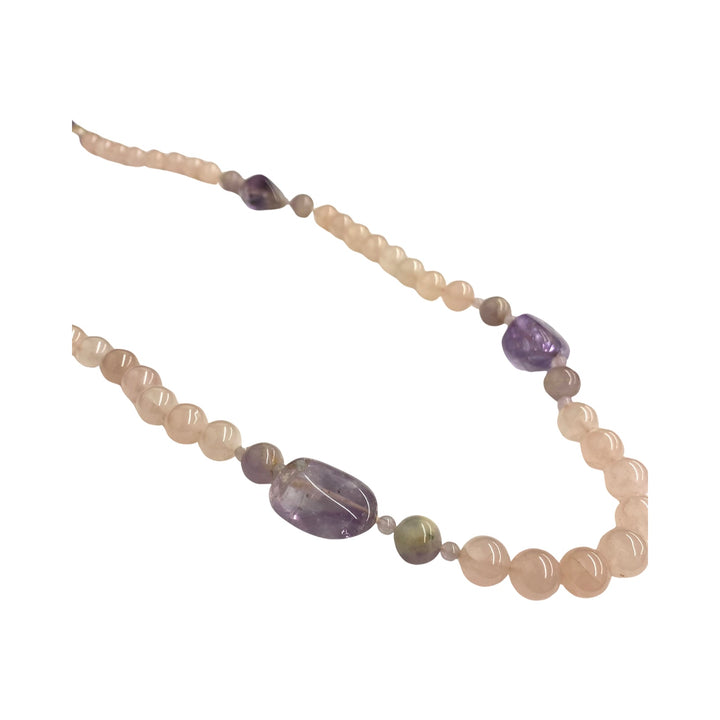 Rose Quartz And Amethyst Bead Necklace