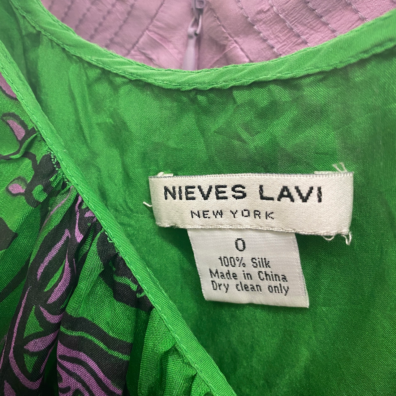 Nieves Lavi Printed Silk Dress-Label