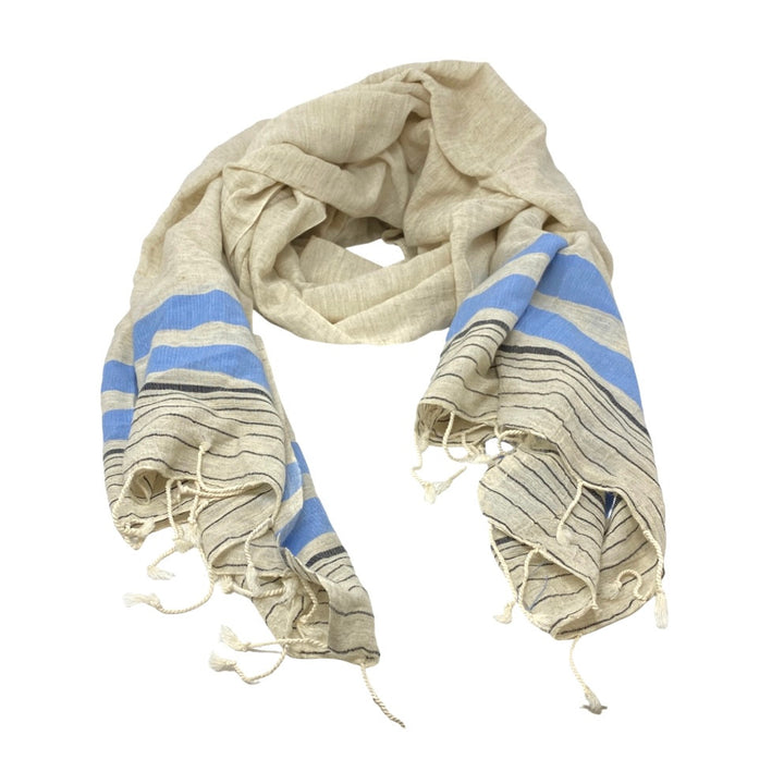 Striped Linen Blend Scarf-Thumbnail