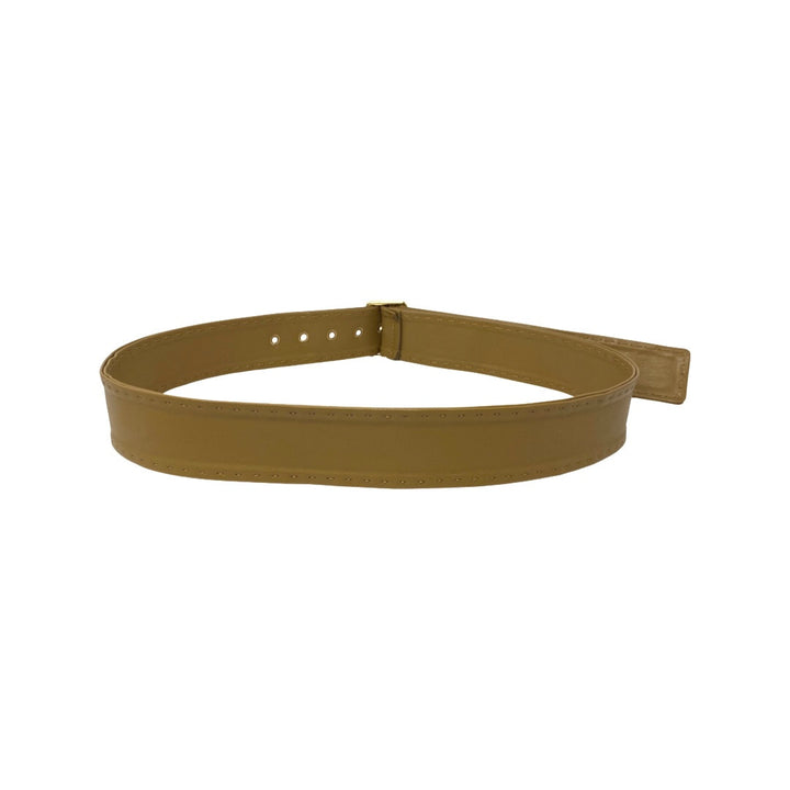 Flat Faux Leather Contrast Stitch Belt-Back