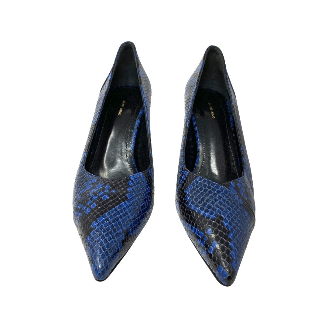 Anine Bing Python Devon Pumps-Blue Front