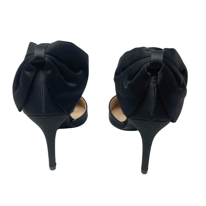 Journee Satin Bow Accent Heels-Back