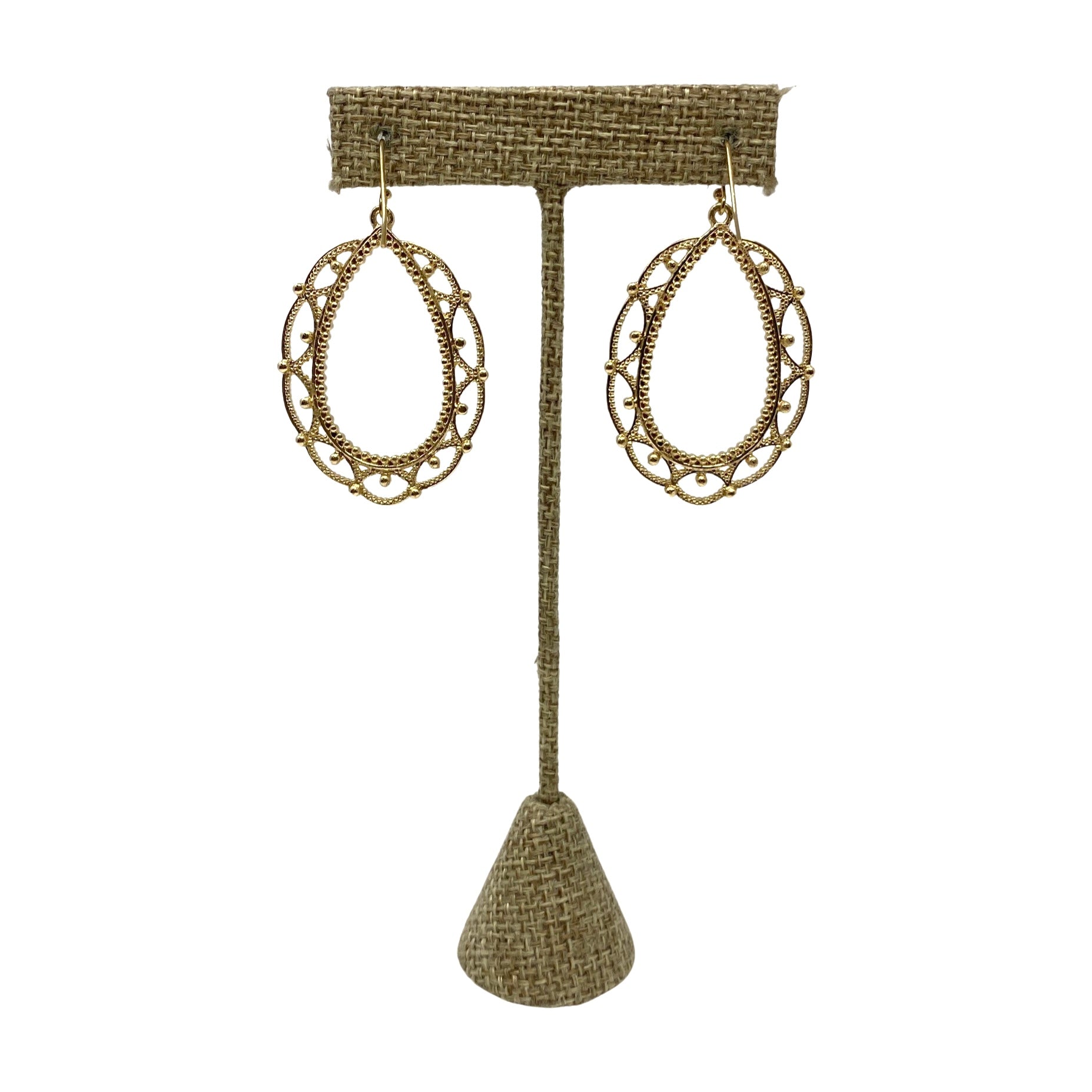 Ornate Oval Drop Earrings