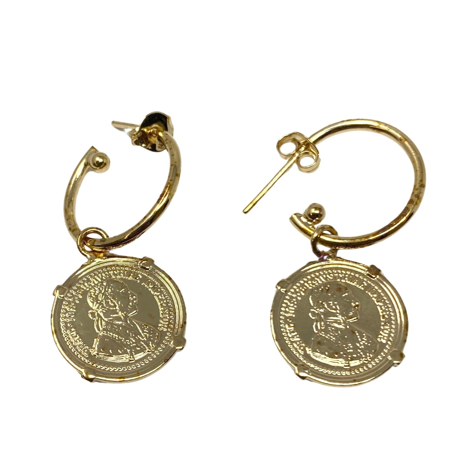 Coin Charm Hoop Earrings