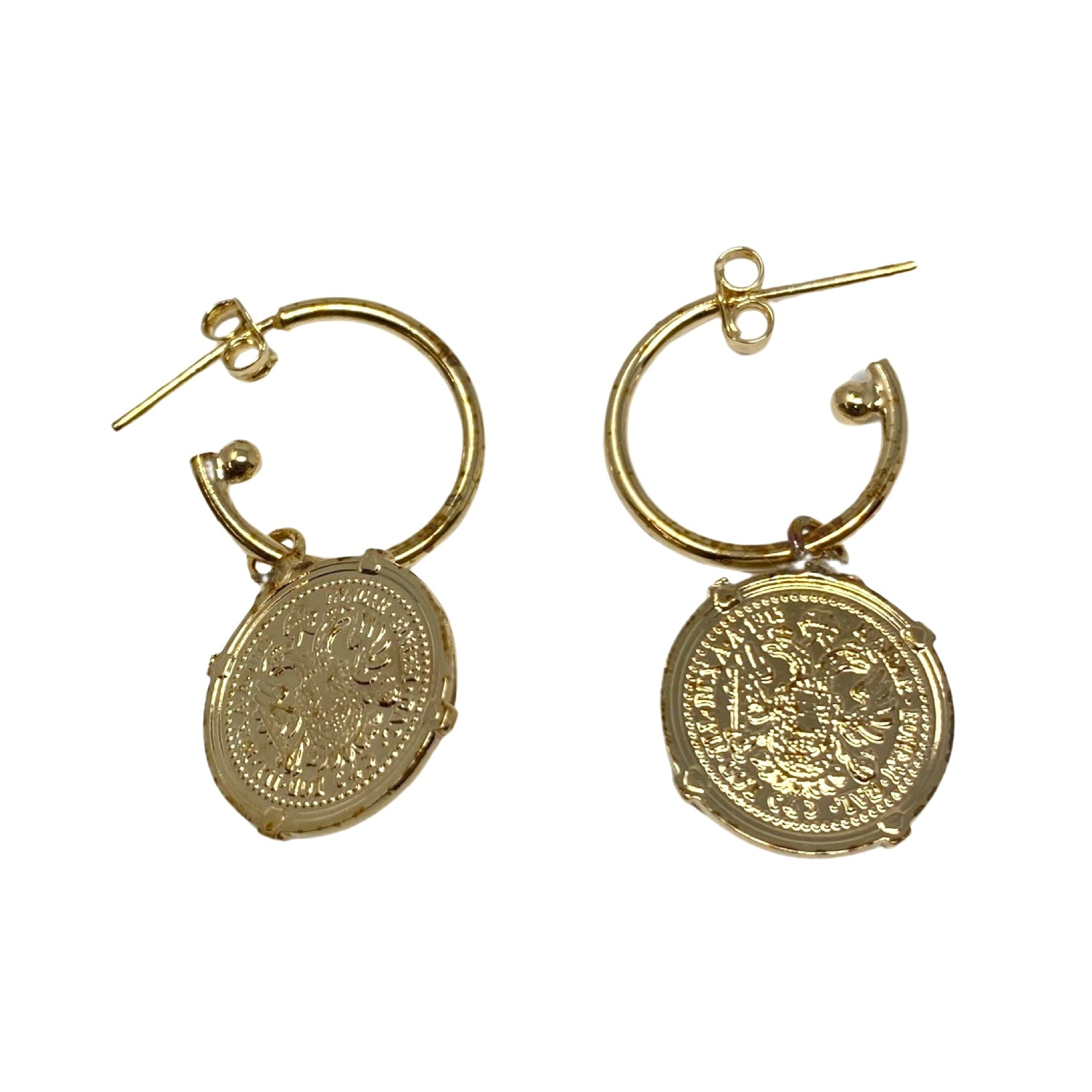 Coin Charm Hoop Earrings