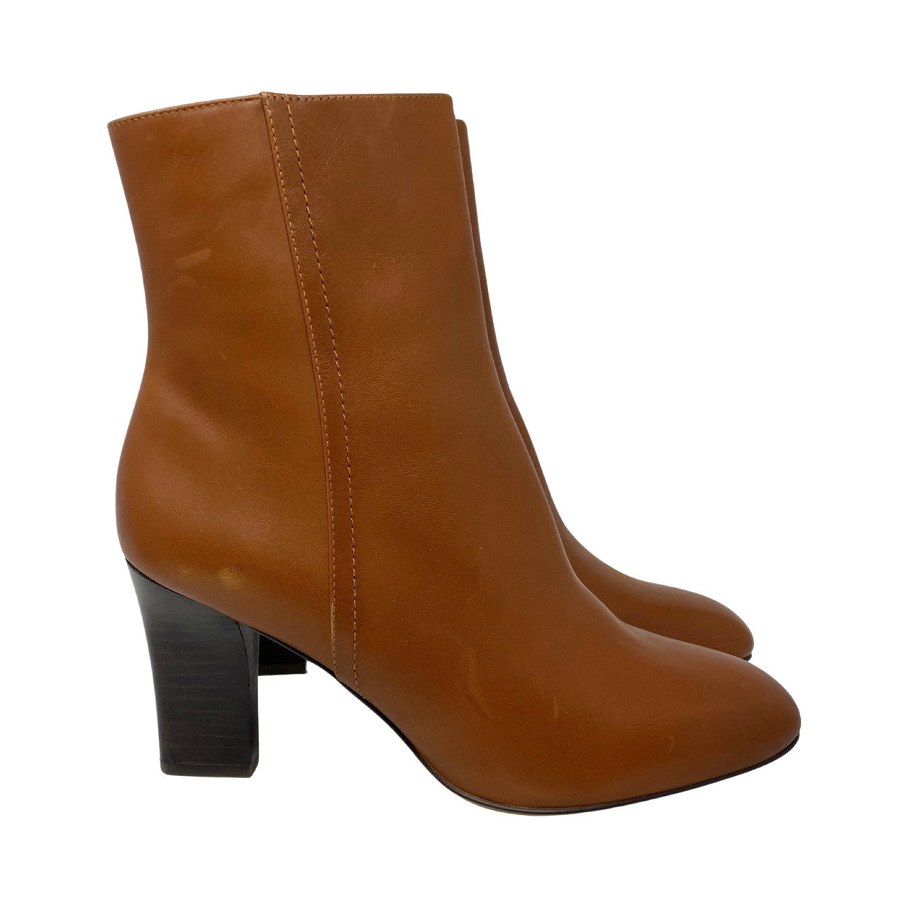Reiss Ruby Leather Block Heel Boots-Thumbnail
