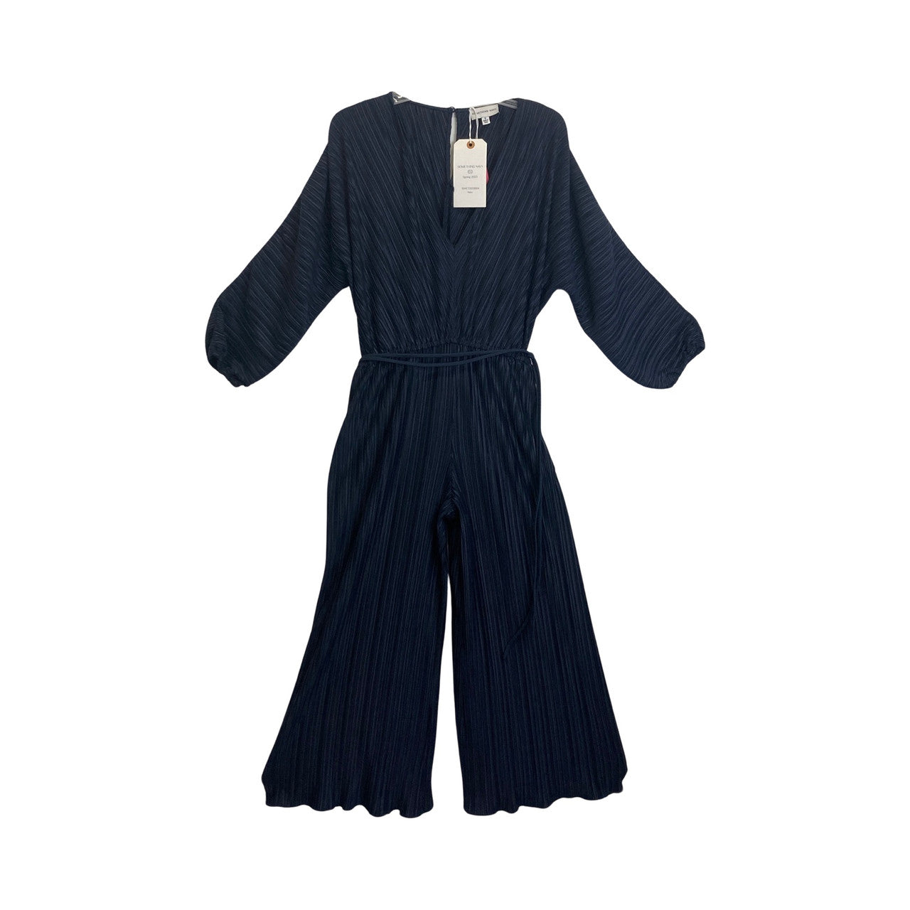 Something Navy Pleated V-Neck Jumpsuit-Thumbnail