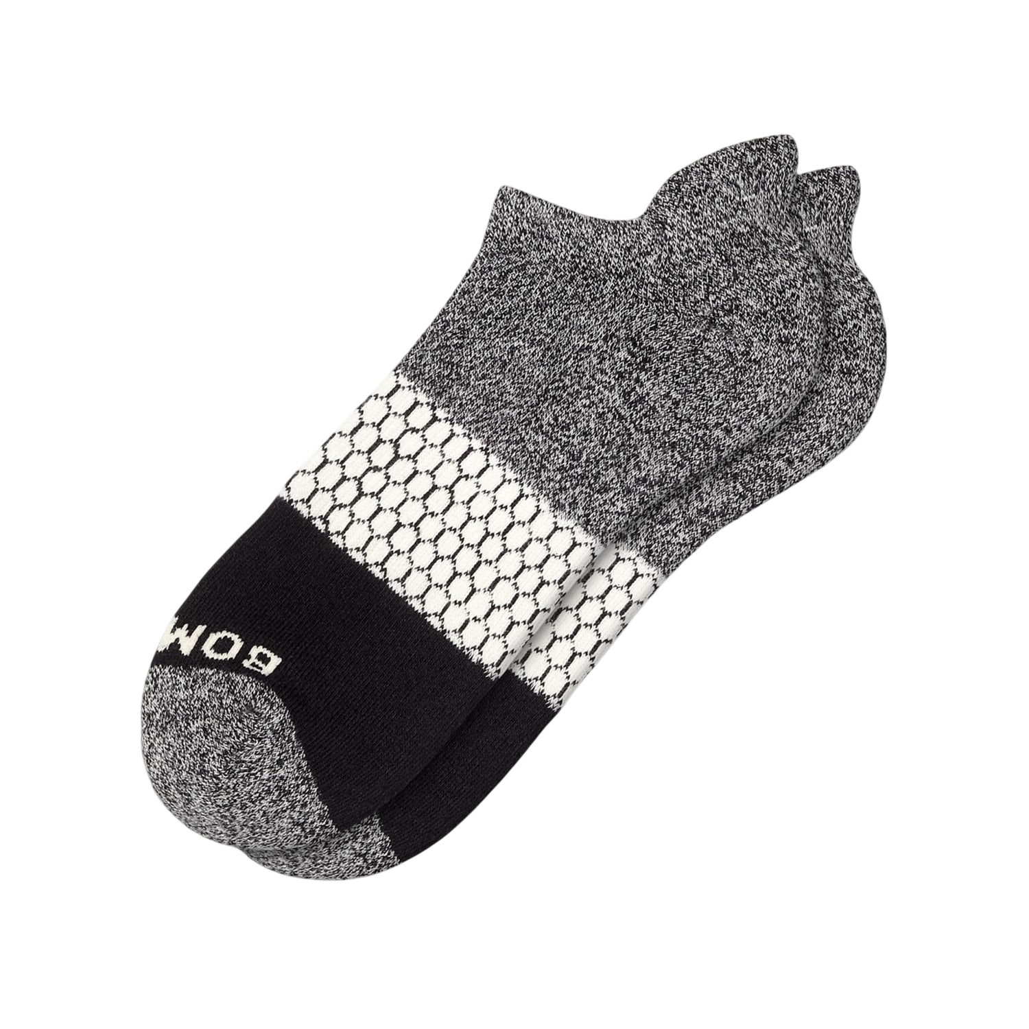 Bombas Marled Gray and Cream Tri-Block Ankle Socks