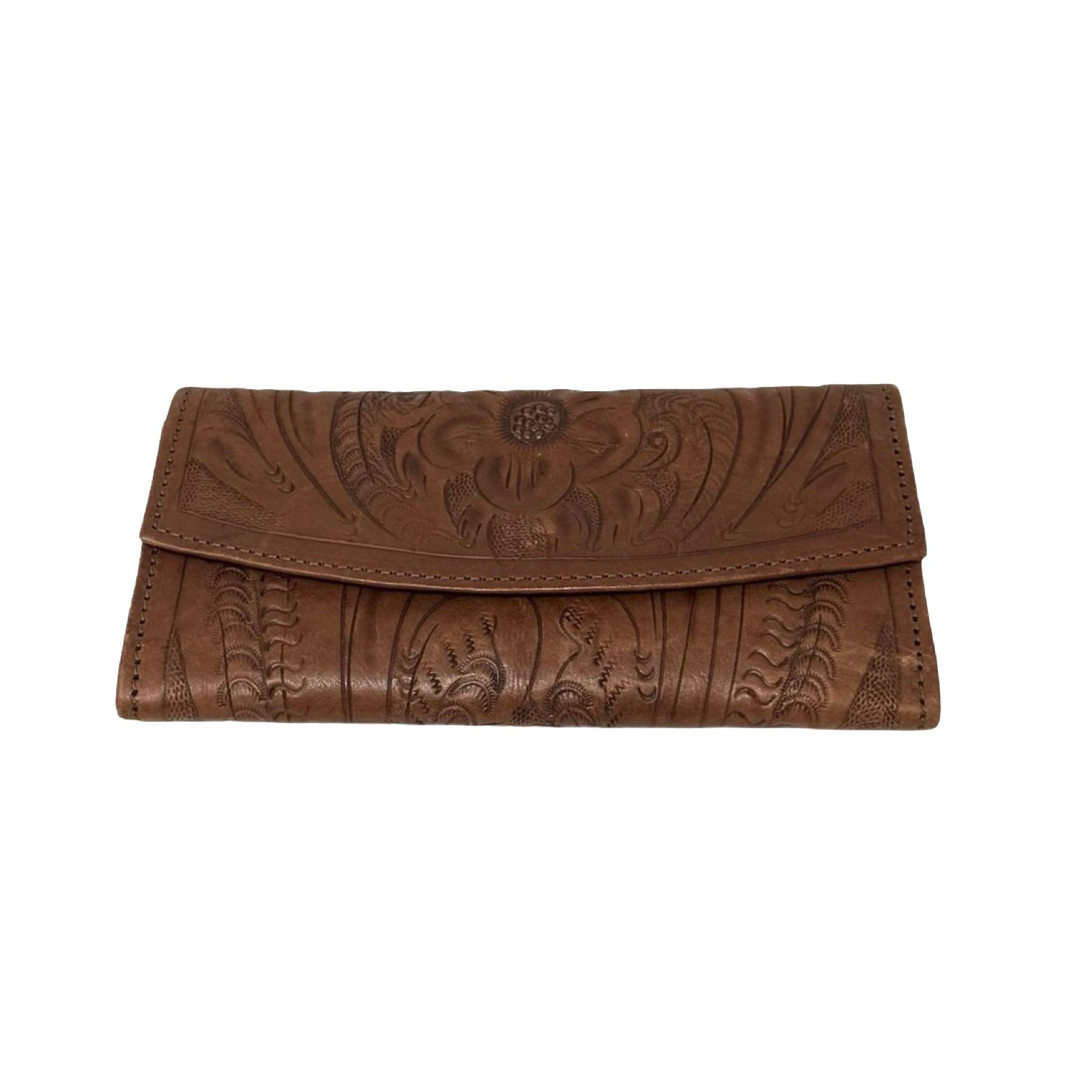 Floral Etched Leather Wallet