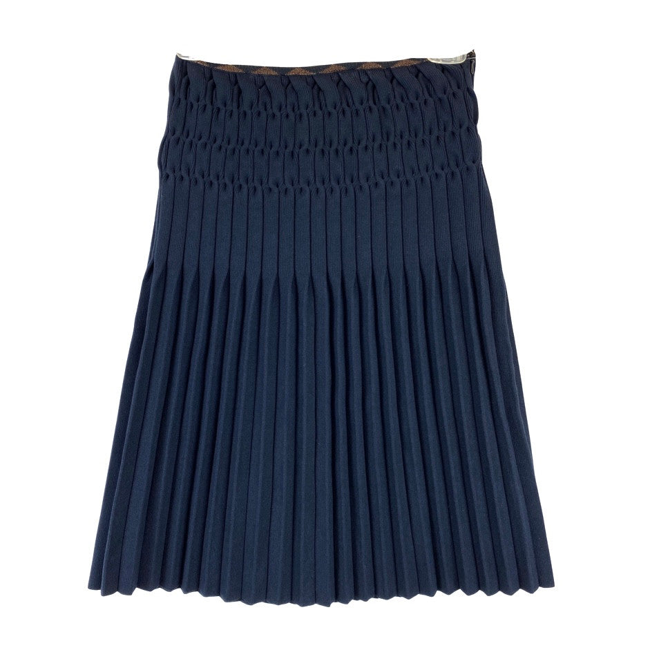 Zac Posen Knit Pleated Skirt-Blue Back