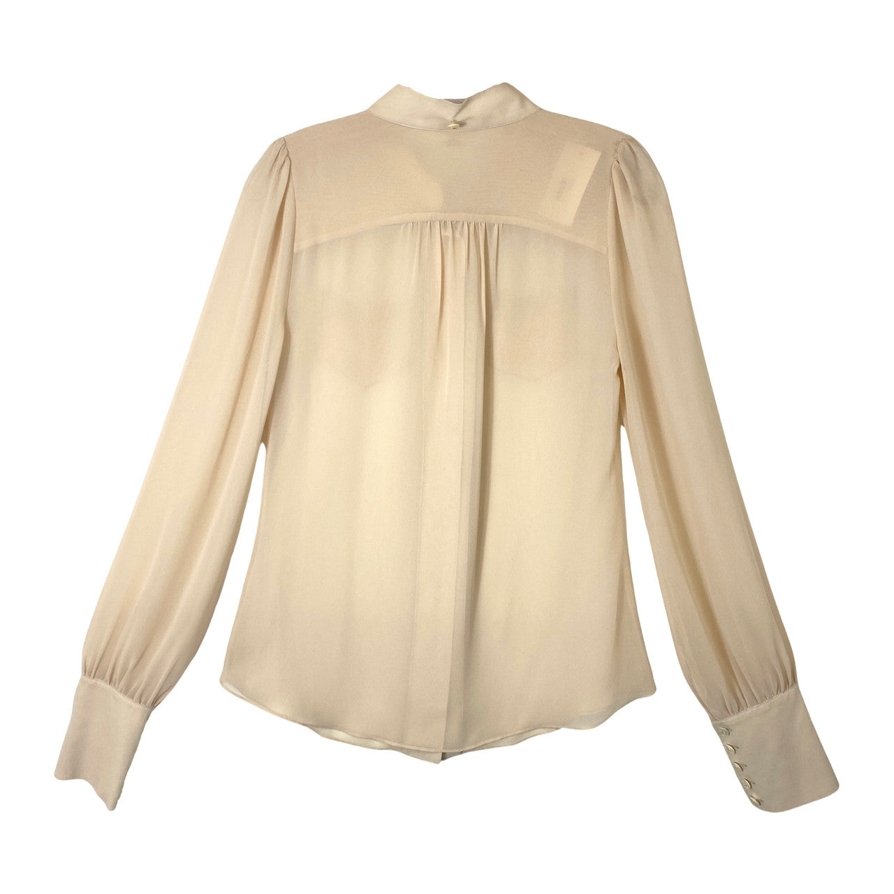 Diamante Button Detail Sheer Shirt-back