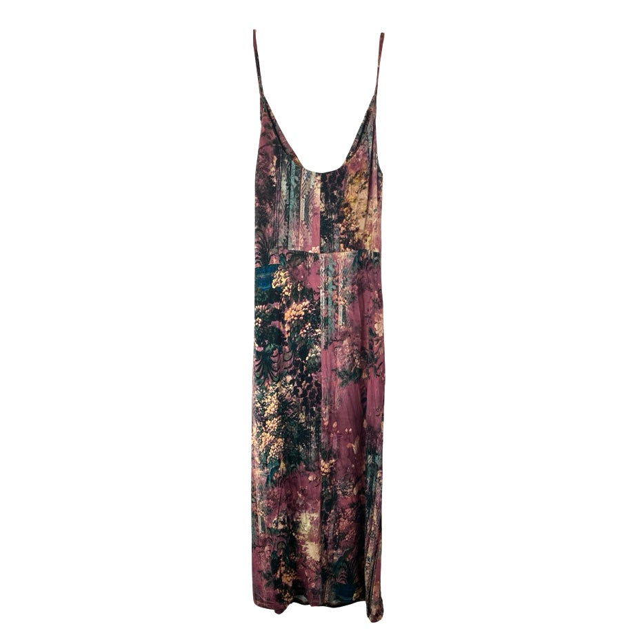 Peruvian Connection Faded Floral Cowl Neck Printed Jersey Dress