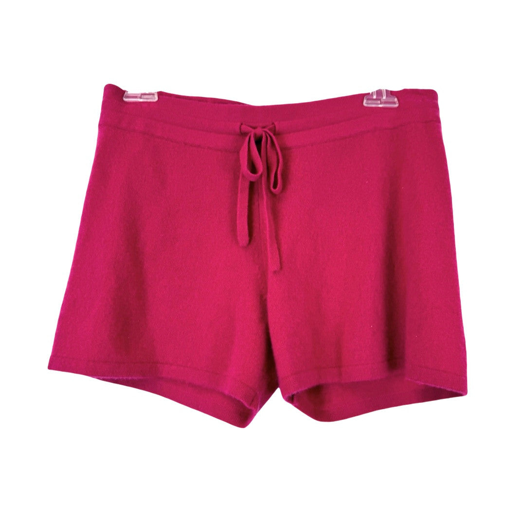 Naadam Hot Pink Cashmere Knit Drawstring Shorts-front