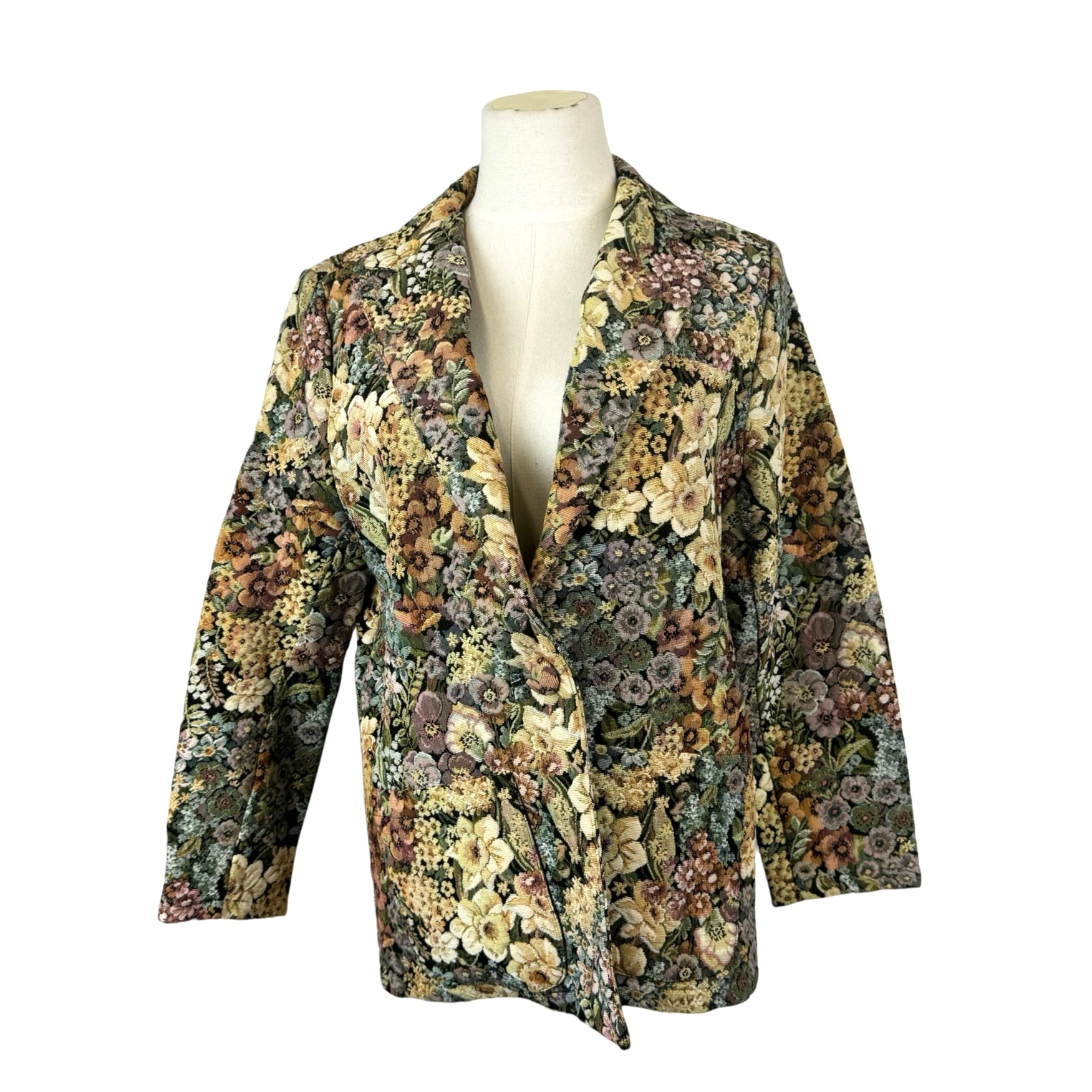 Vintage Glances Floral Tapestry Blazer