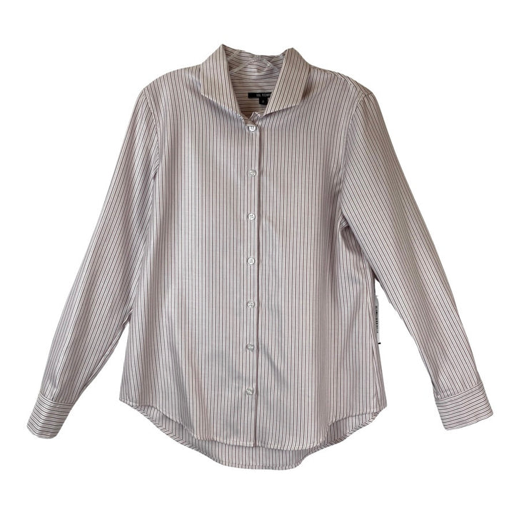 Kal Rieman Wine Ticking Stripe Box Pleat Ginna Shirt-front