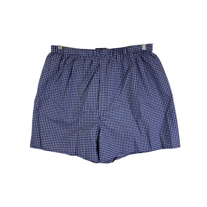 New & Lingwood Navy and Light Blue Checkered Cotton Boxers-Thumbnail