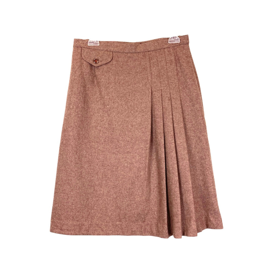 Vintage Wool Blend Pleated Midi Skirt-Thumbnail