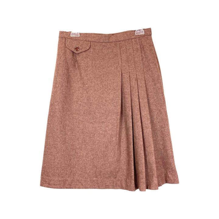 Vintage Wool Blend Pleated Midi Skirt-Thumbnail