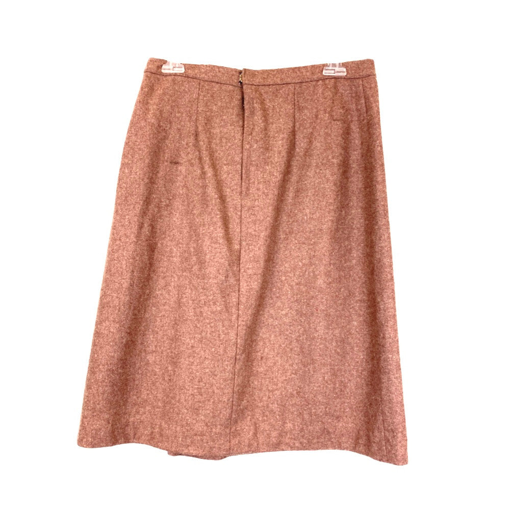 Vintage Wool Blend Pleated Midi Skirt-Back