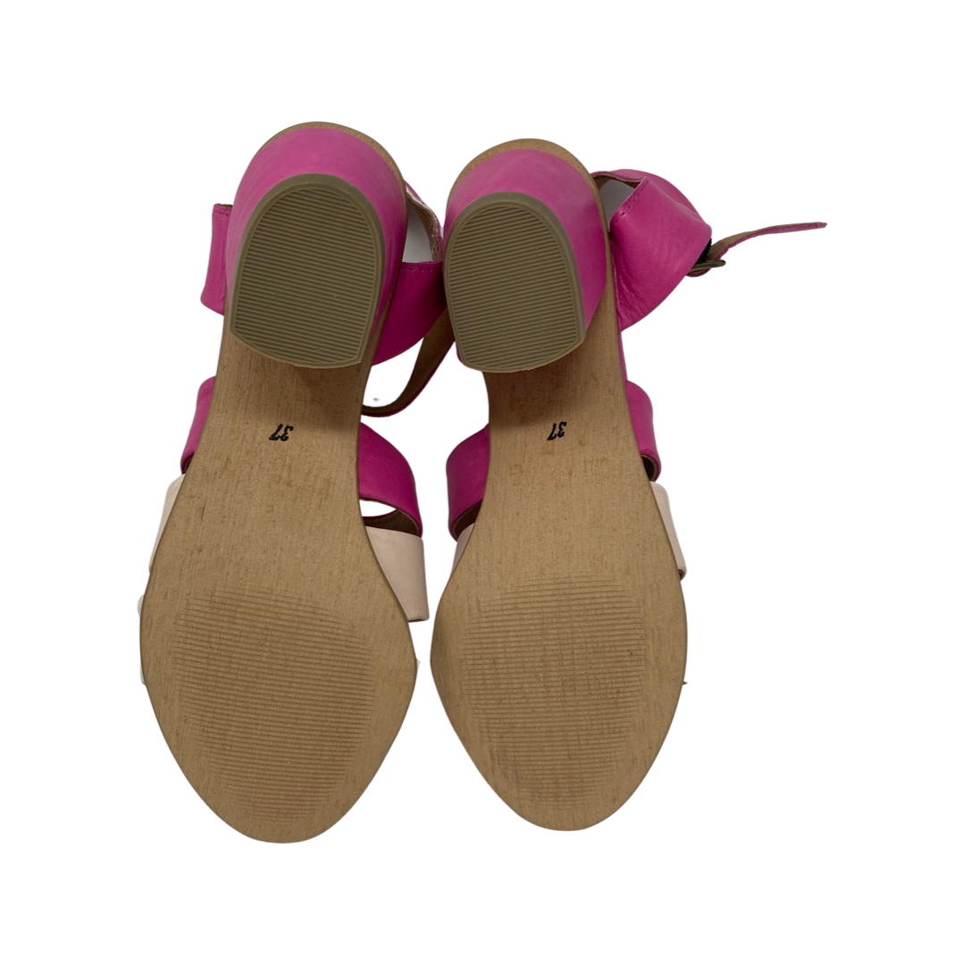 Miz Mooz Multicolor Strappy Block Heeled Sandal-Bottom pink