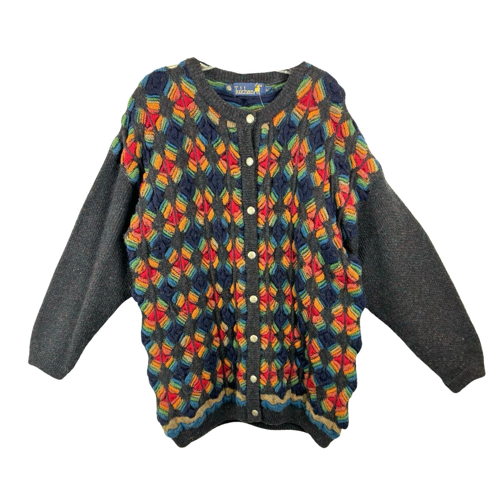 Vintage Tulchan Patterned Knit Cardigan