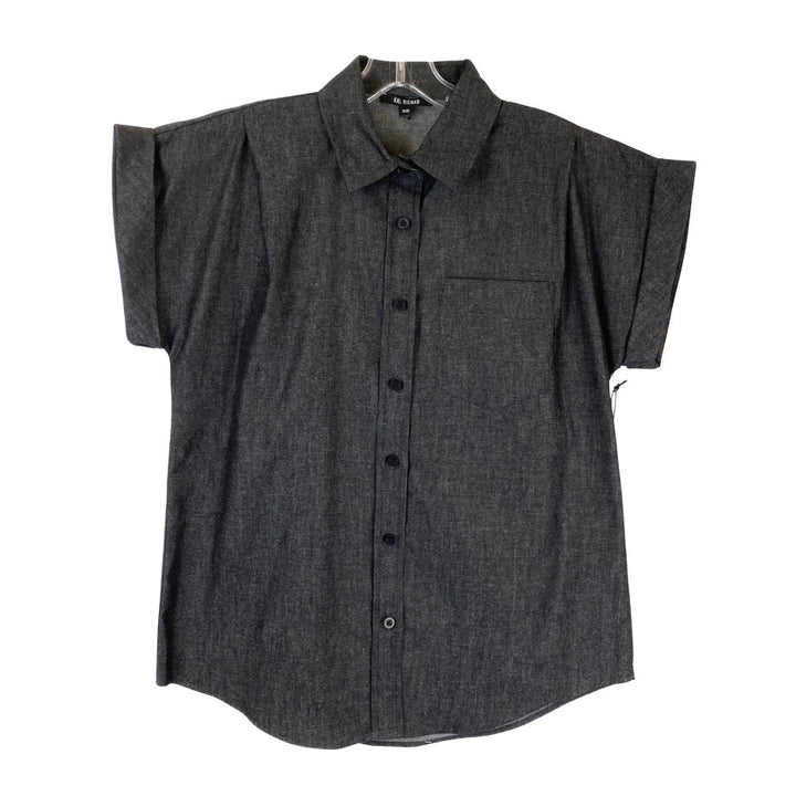 Kal Rieman Cuffed Cap Sleeve Shirt-gray front