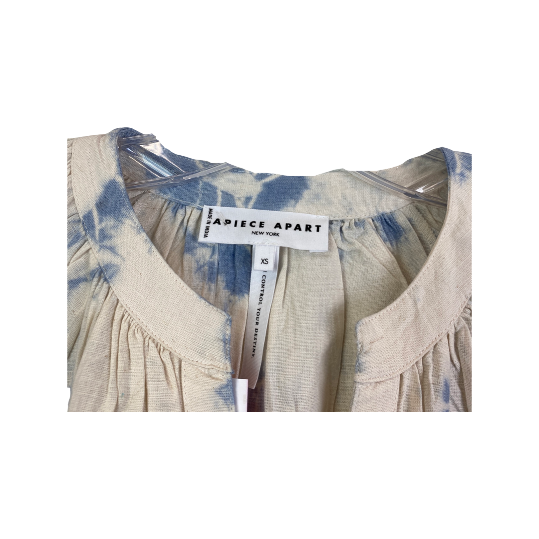 Apiece Apart Blue and White Tie Dye Mitte Top-Label