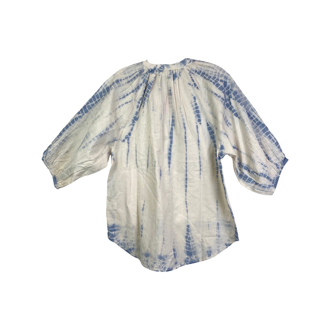 Apiece Apart Blue and White Tie Dye Mitte Top-Back