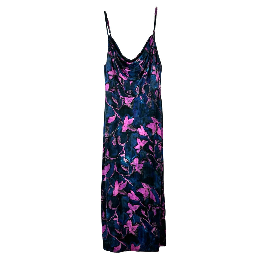 Peruvian Connection Cowl Neck Dark Floral Print Jersey Dress