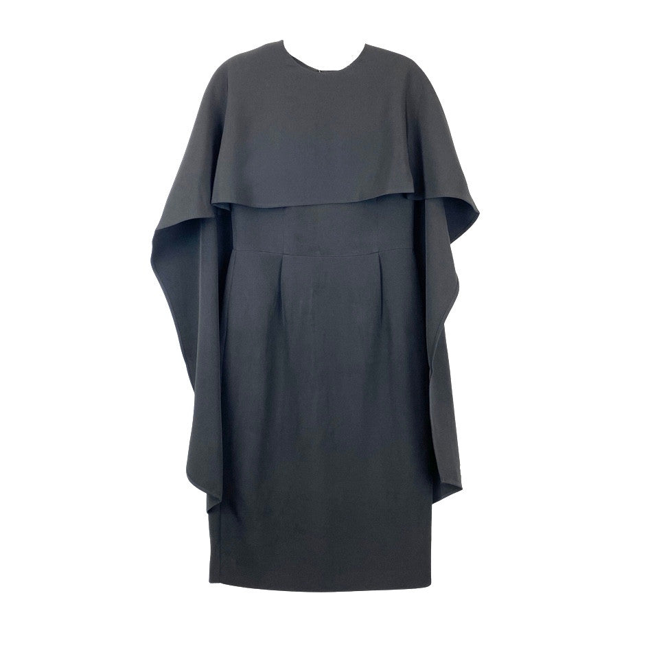 LBV Short Cape Dress-Black Front