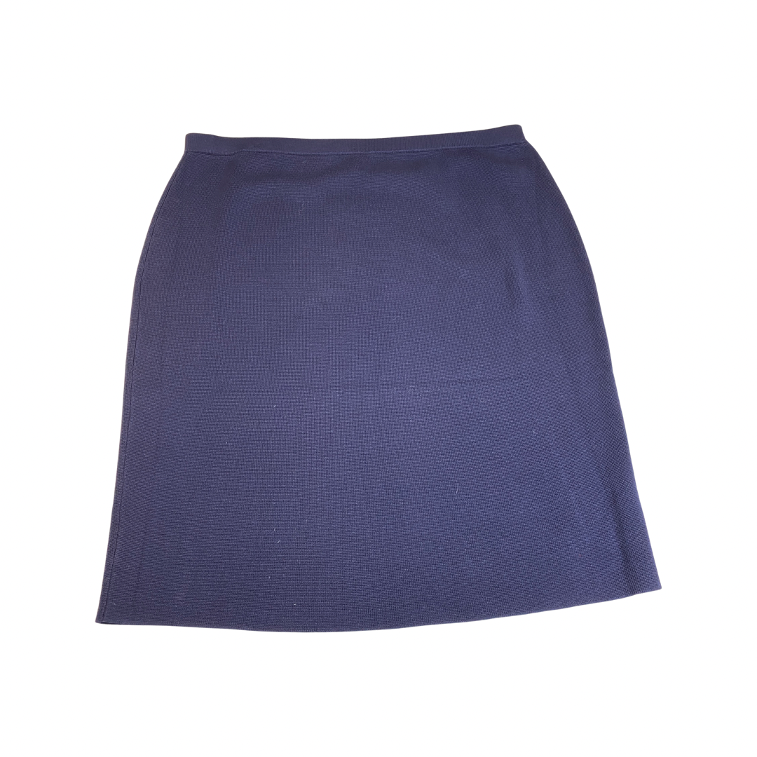 Eileen Fisher Navy Waffle Knit Straight Skirt-Back