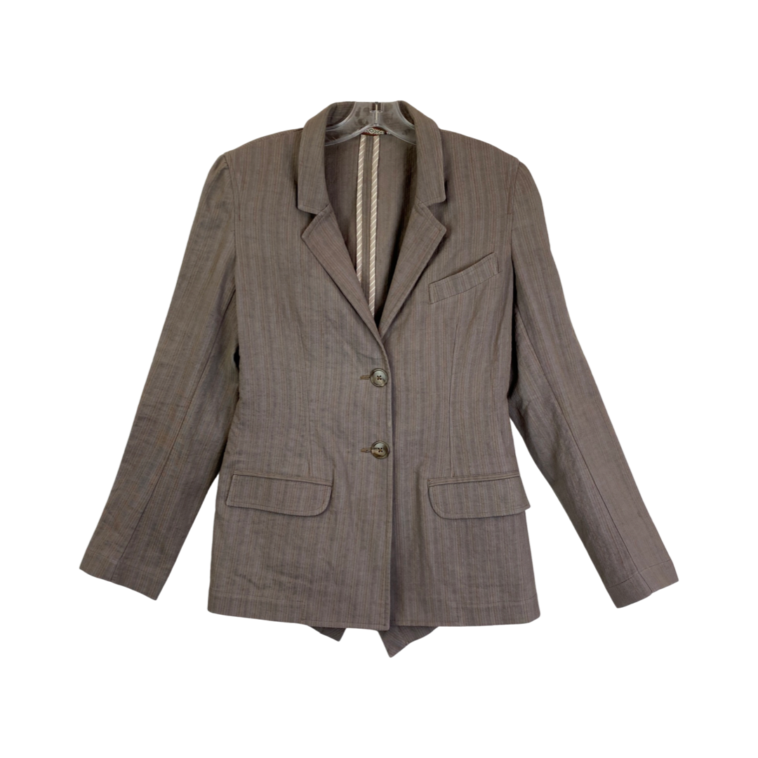 Peruvian Connection Striped Button Front Blazer-Thumbnail