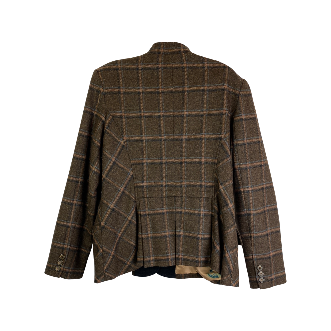 Peruvian Connection Plaid Button Jacket-Back