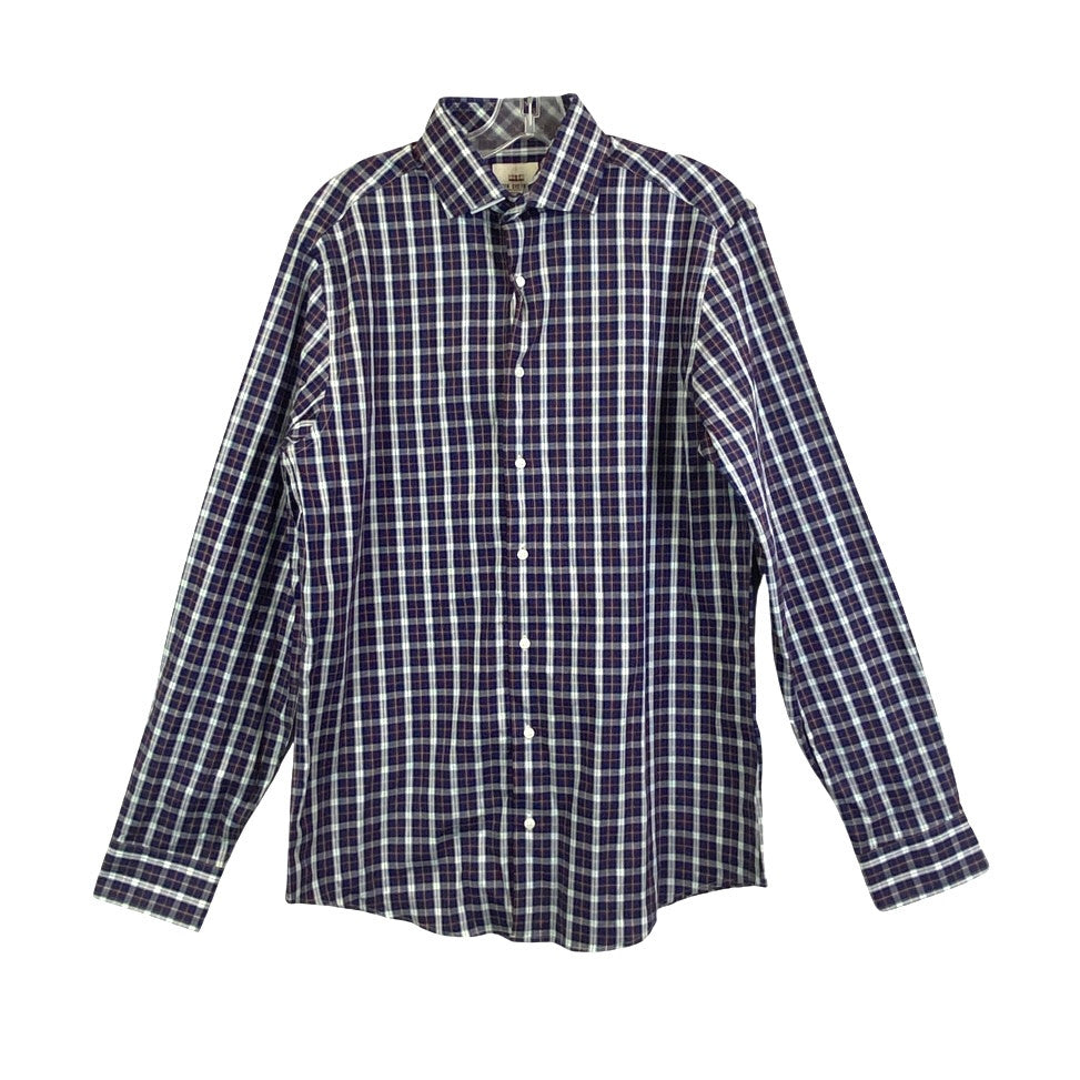 Ben Sherman Navy and Red Plaid Shirt-Thumbnail