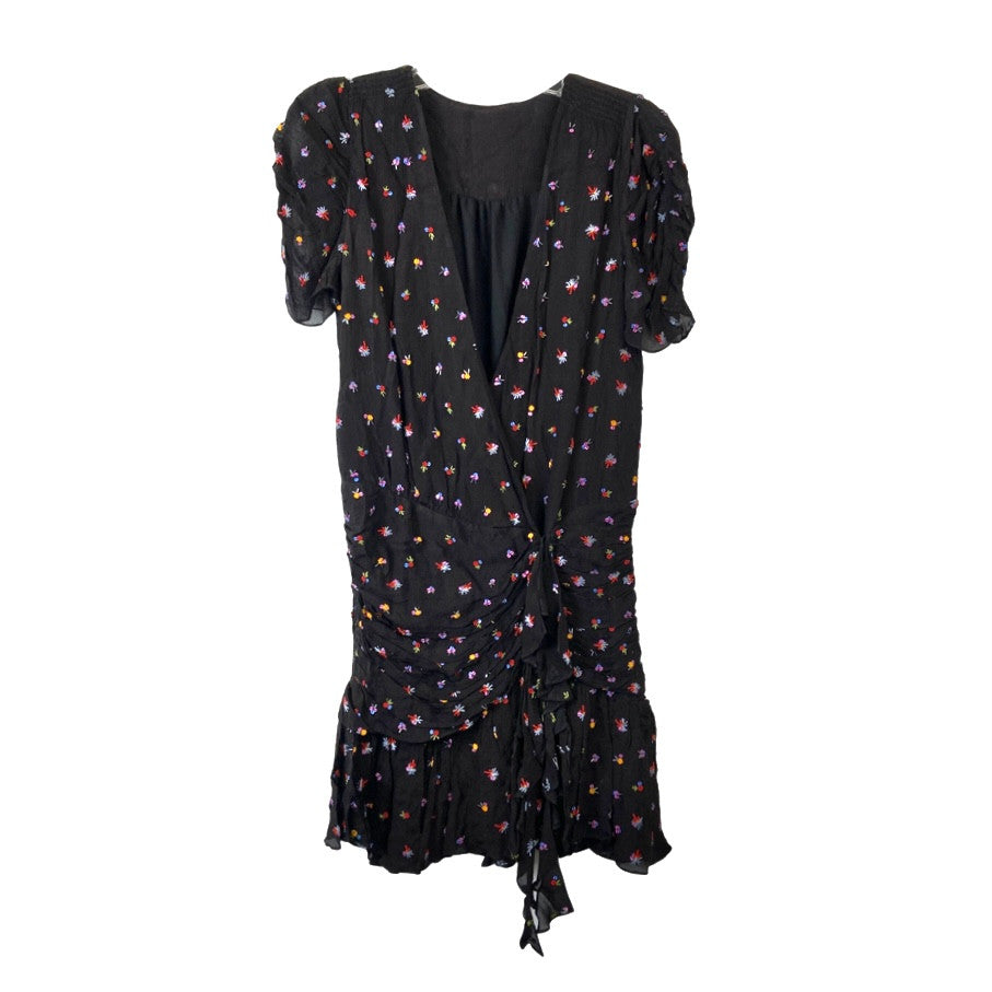 Tanya Taylor Beaded Floral Short Sleeved Dress-Thumbnail