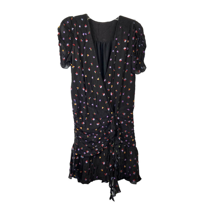 Tanya Taylor Beaded Floral Short Sleeved Dress-Thumbnail