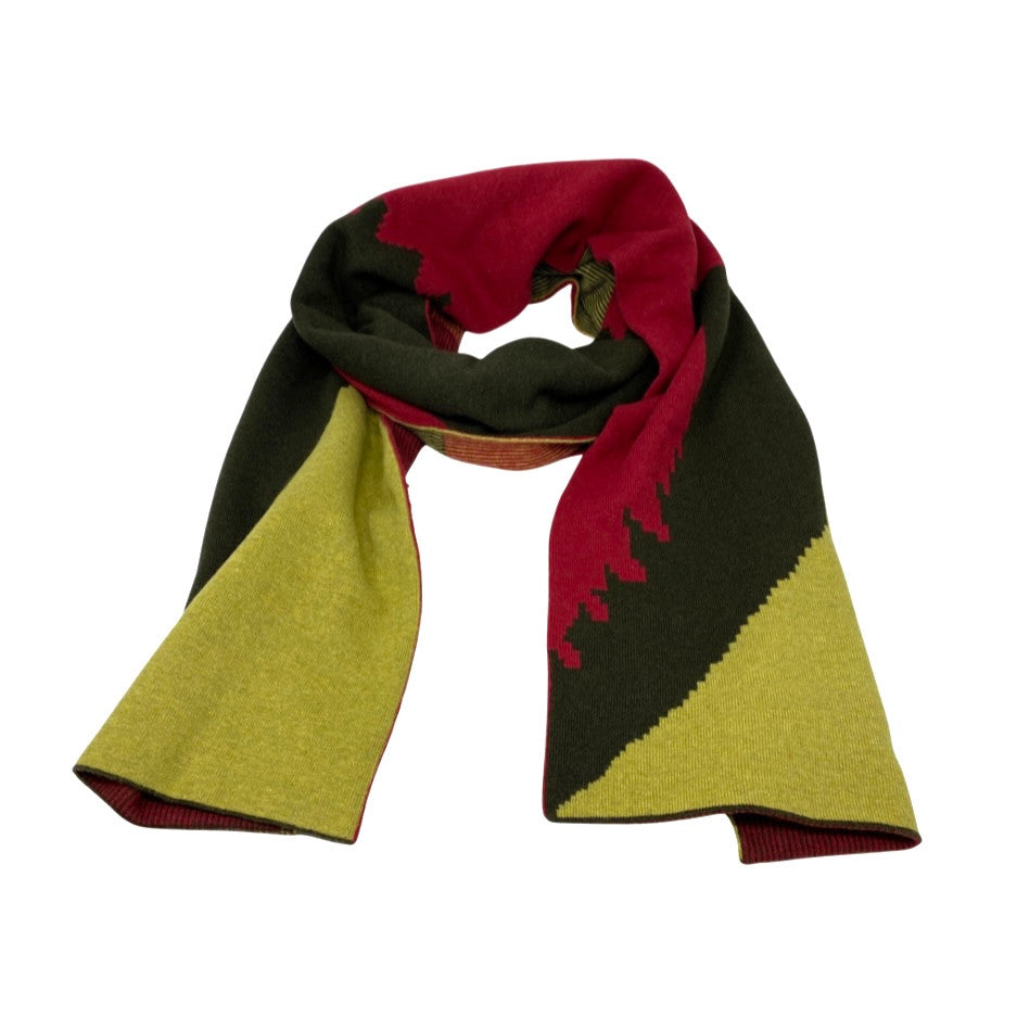 Portolano Red and Green Colorblock Wool Blend Scarf-Thumbnail