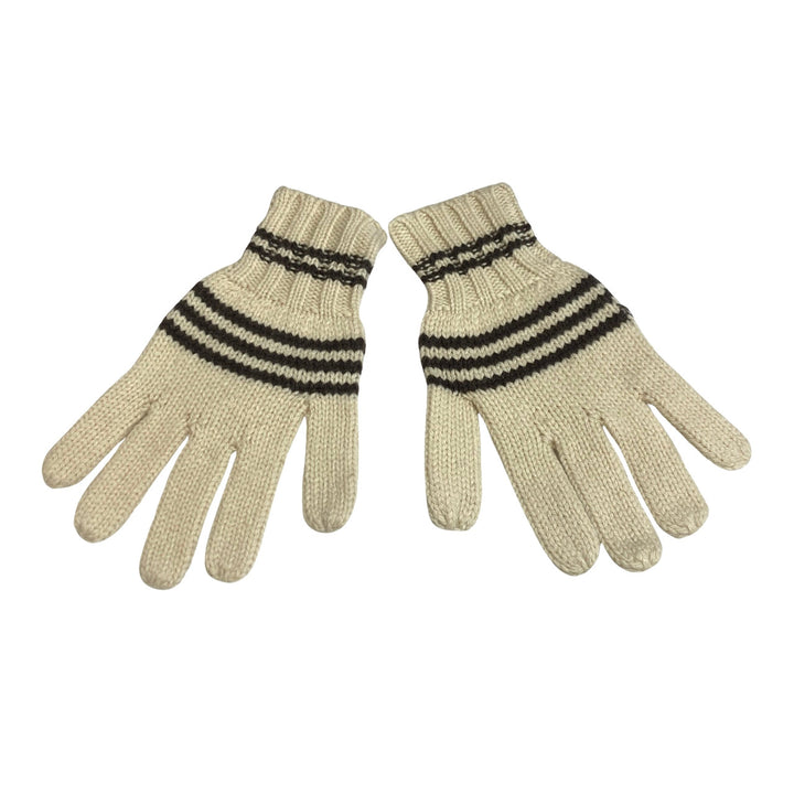 Burkman Bros Woolen Striped Knit Gloves-Beige