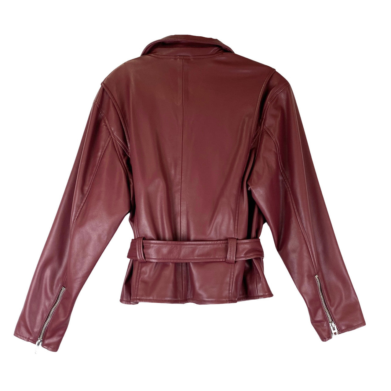 BLANKNYC Faux Leather Belted Moto Jacket-back