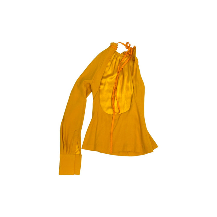 Monse Yellow Pleated One Shoulder Top-Back