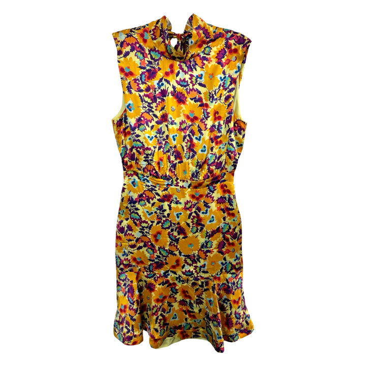 Saloni Silk Fleur Gathered Floral-Print Mini Dress