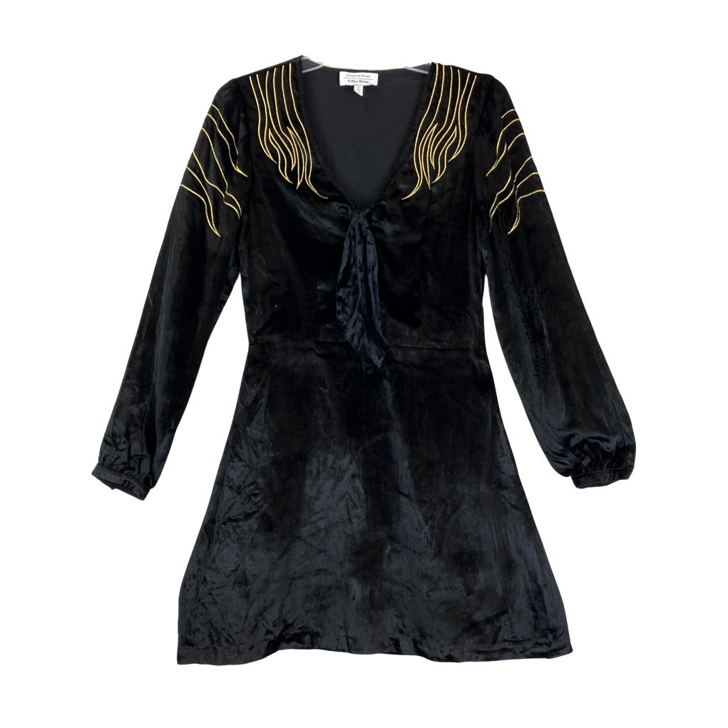 & Other Stories Gold Embroidered Velvet Mini Dress-Thumbnail