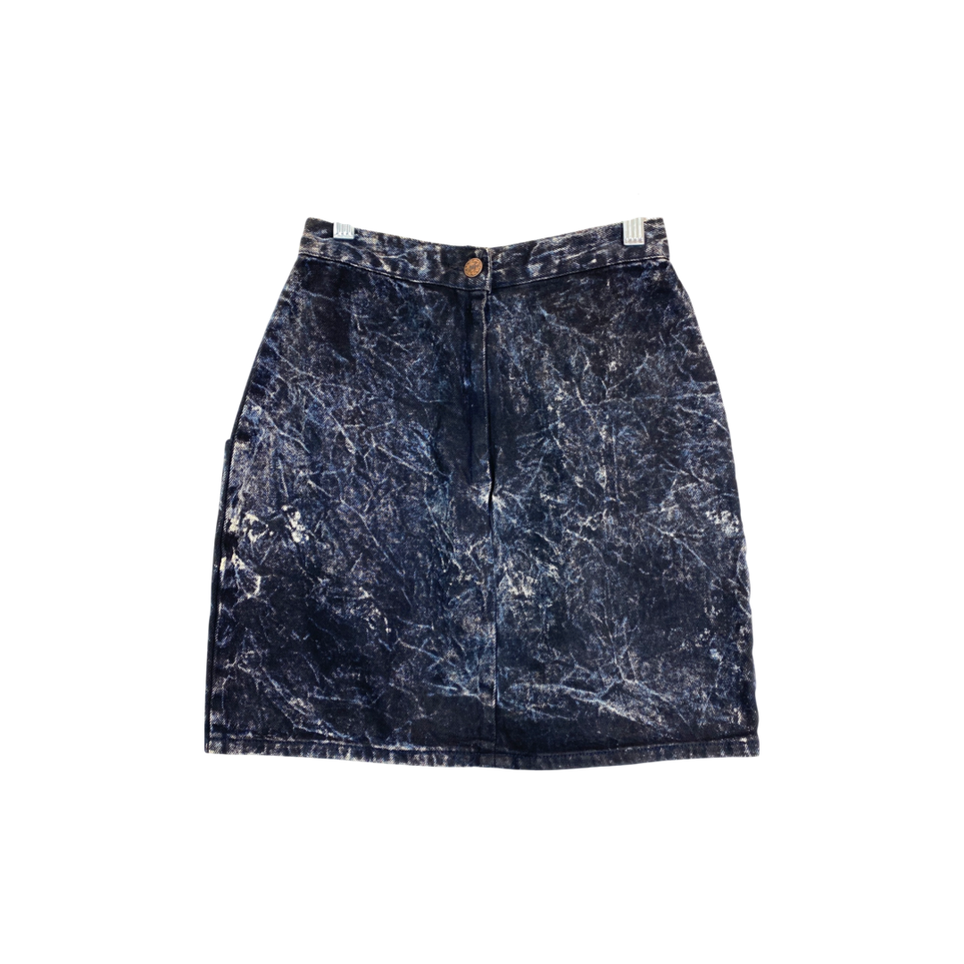 Vintage Le Touche Acid Wash Denim Skirt-Back