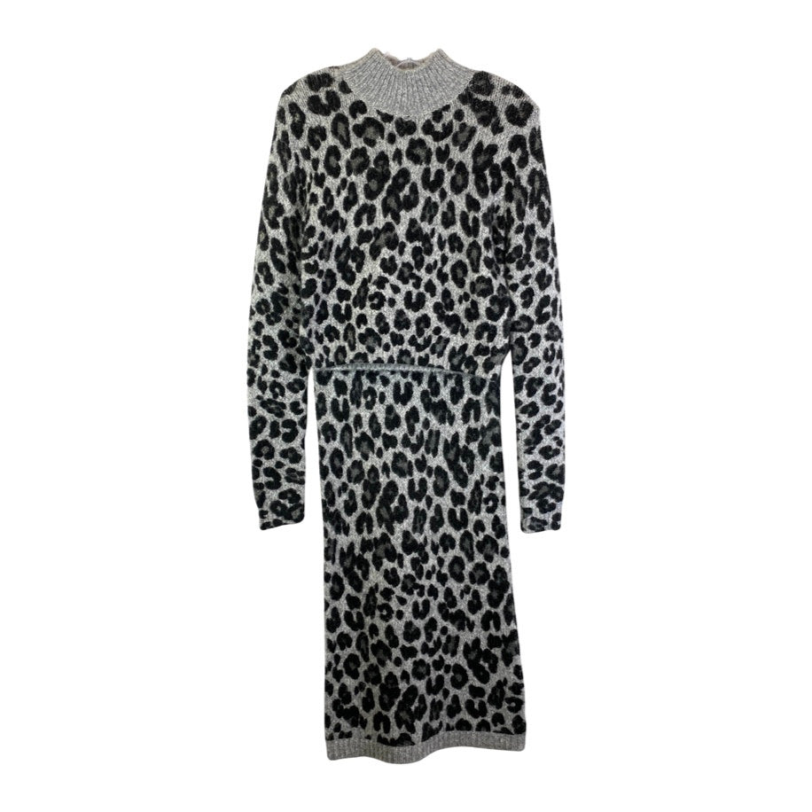 Black and Gray Leopard Print Sweater Set-Thumbnail