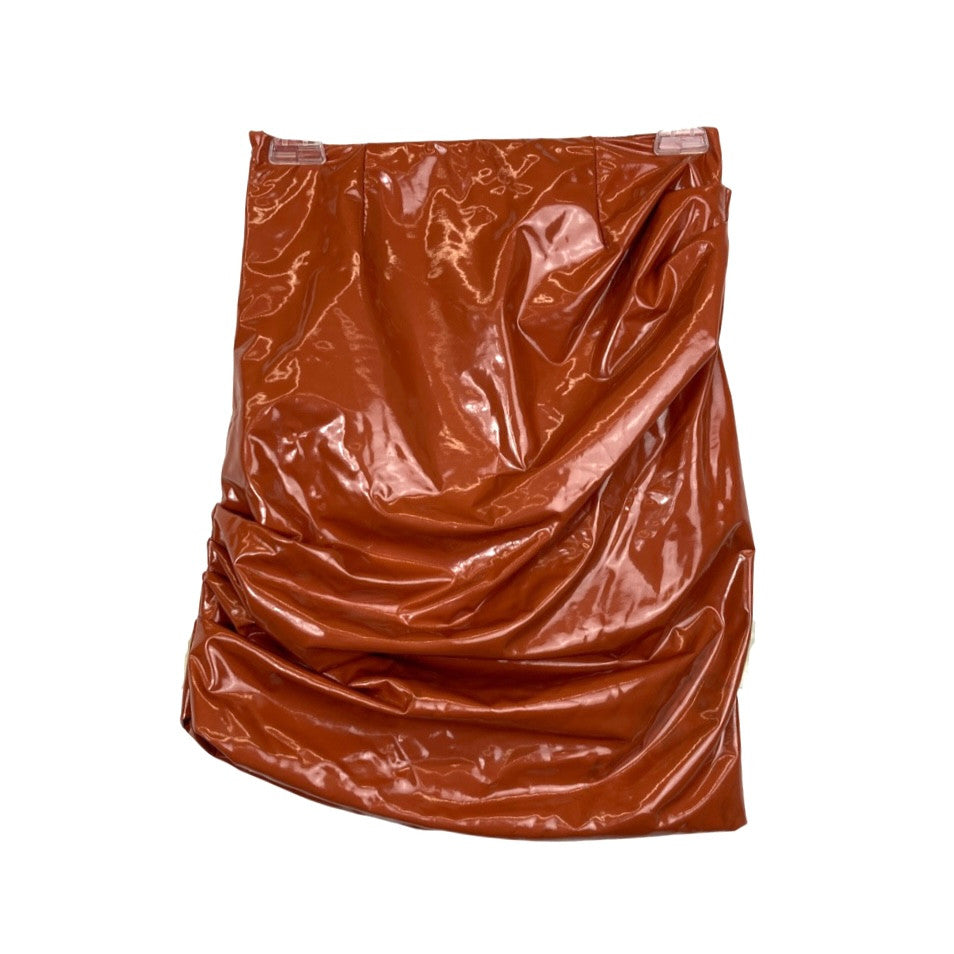 Monse Rust Ruched Vinyl Skirt-Thumbnail