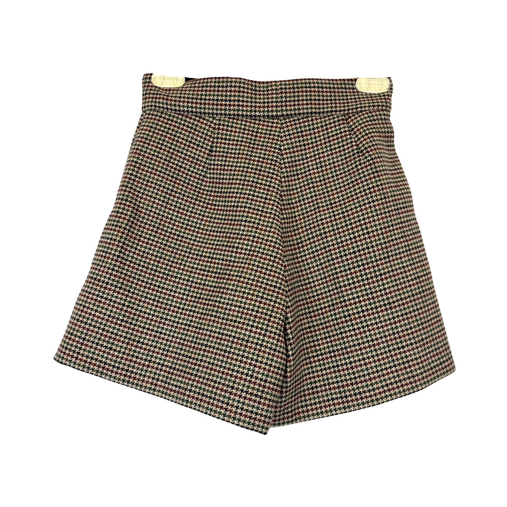 Sandro High Rise Houndstooth Wool Blend Shorts