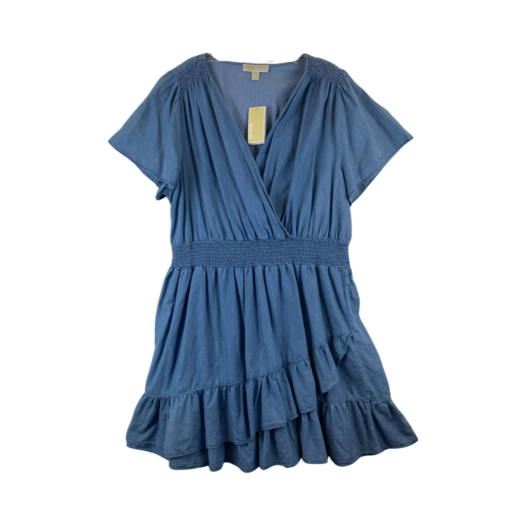 Michael by Michael Kors Chambray Ruffle Mini Dress