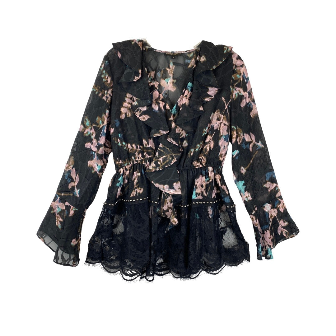 Alberto Makali Ruffled Lace Trimmed Top-Thumbnail